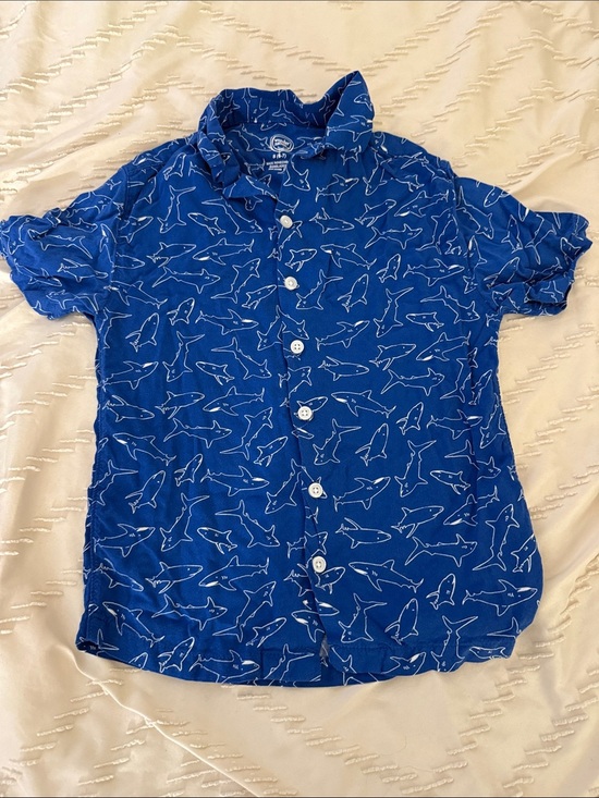 wonder nation Other - wonder nation Royal Blue Shark-Print Short Sleeve Button-Down Shirt